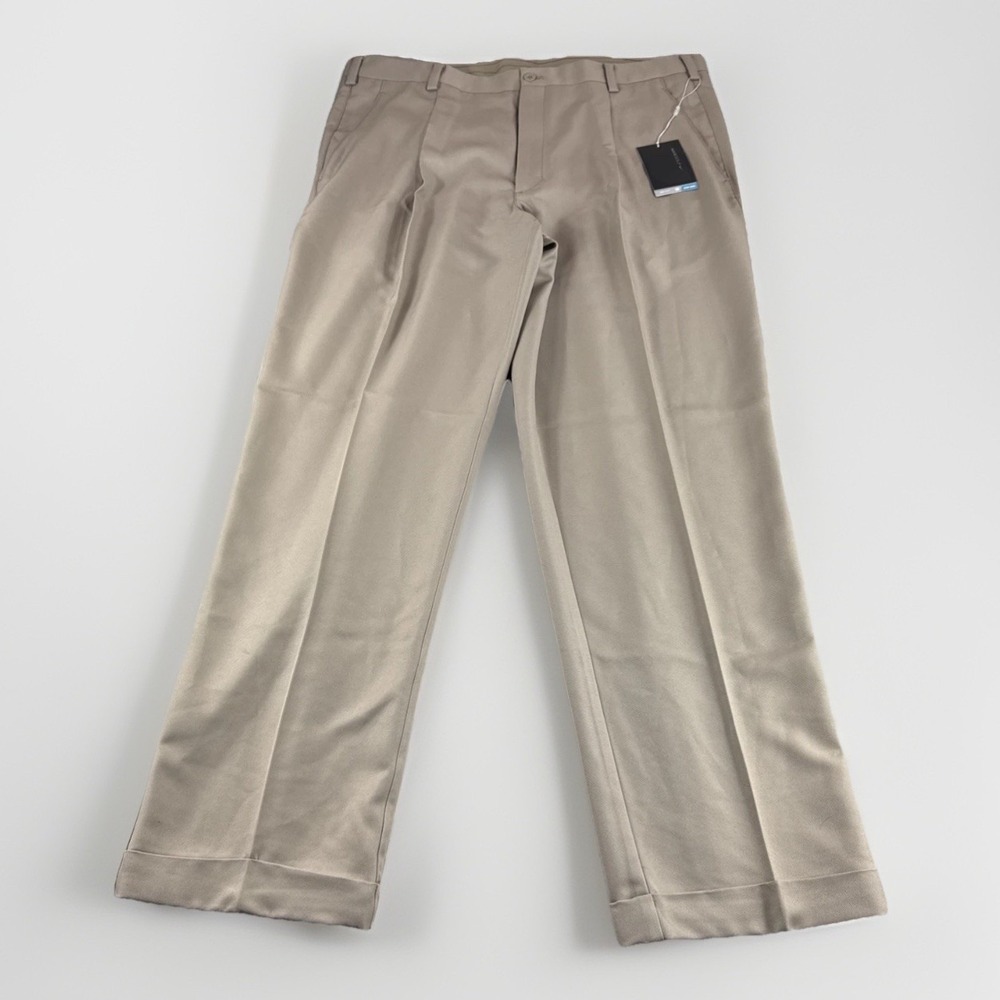 Nike Golf Pants Mens 38x32 Beige Dri Fit Pleated Chinos Performance 319686 NEW